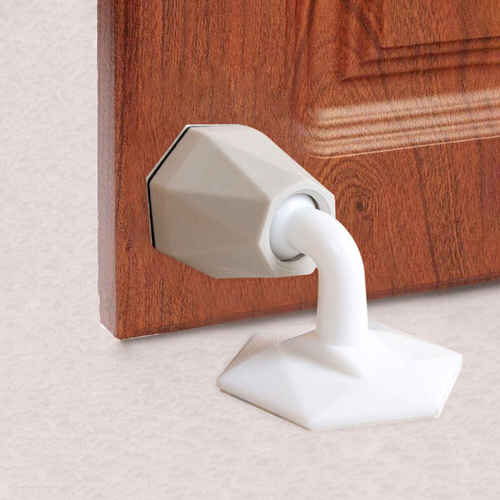 Silicone Door Stopper Touch Toilet Door Wall Bumper Holder (White Grey)