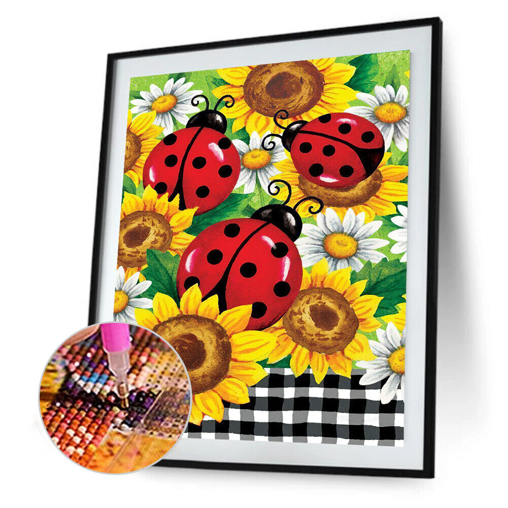 5D DIY Diamond Painting Sunflower Ladybug Full Round Drill Mosaic Pictures