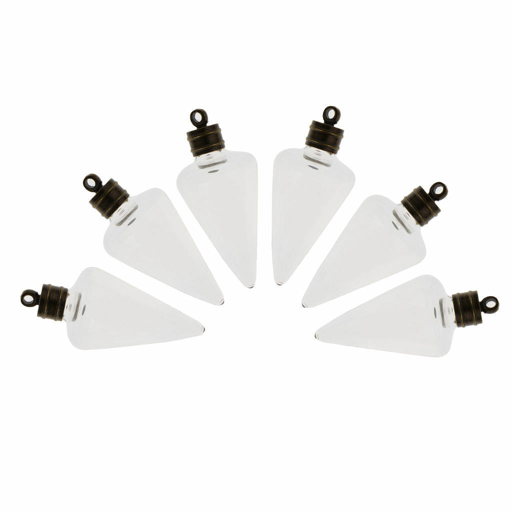 6pcs Glass Wish Bottle Necklace Pendant Vial Charms Wedding