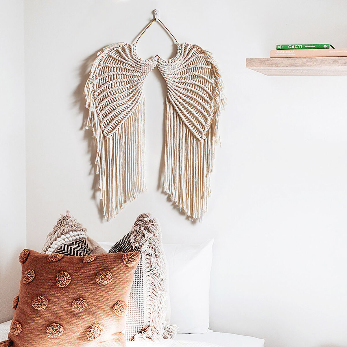 Angel Wings Shaped Cotton Pendant Eco-Friendly Material Wall Hanging Decor