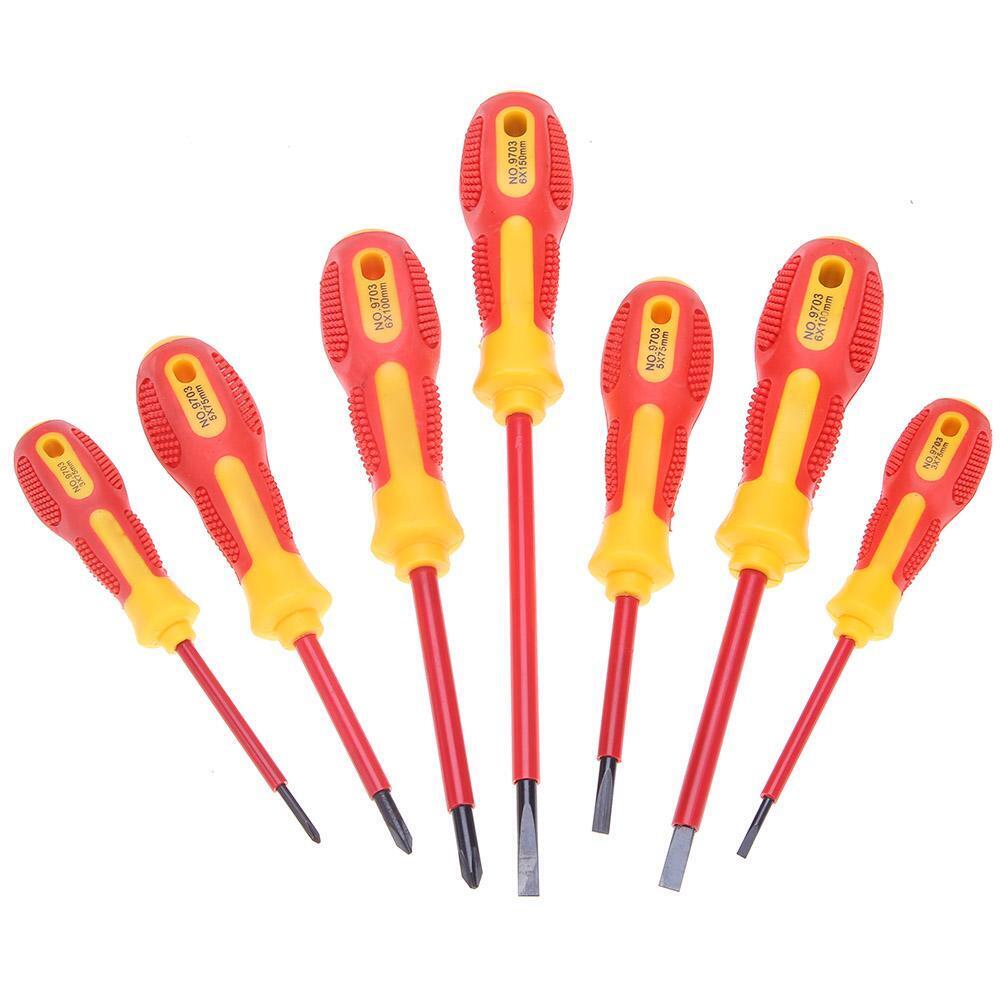 7pcs Insulated Screwdriver Set Slotted Cross Screw Driver for Repair Tool