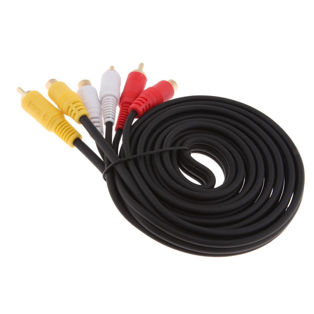 5.9ft/1.8m 3 RCA Male To 3 RCA Female Audio Video AV Extension Cable Cord