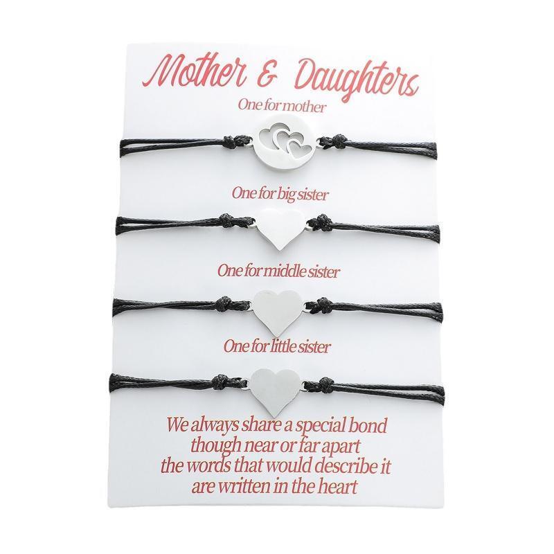 Mother & Daughter Bracelets Set Mommy & Me Heart Matching Wish Bracelets Gifts