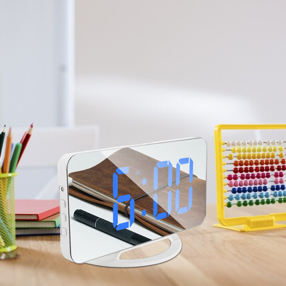 LED Mirror Wake Up Clock Electronic Auto Photosensitive Alarm Clock (B)
