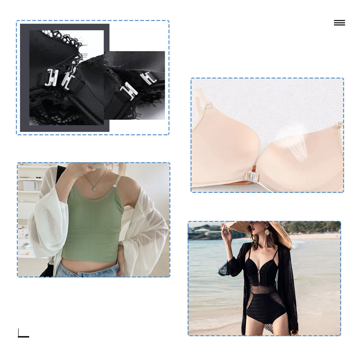 10  BIKINI  Hook &    Strap Bra Fastener Swimwear 14mm