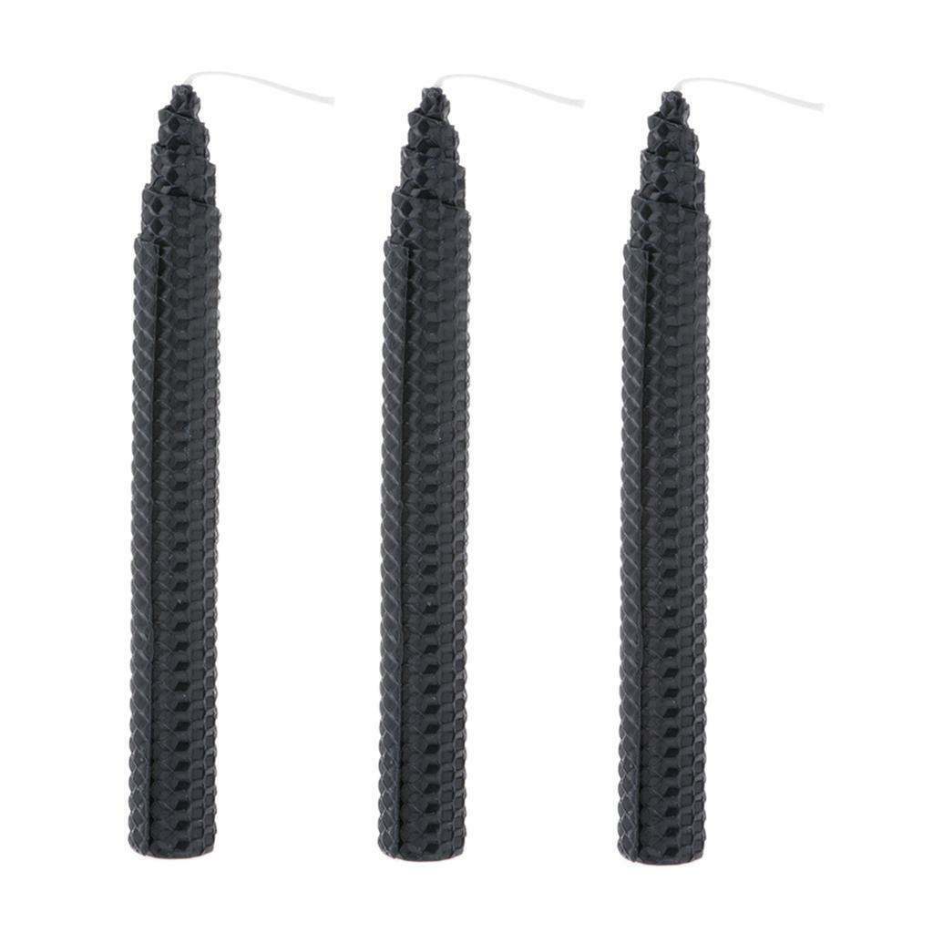 8.27Inch Black Beeswax Candles Long Honeycomb Taper for Wedding