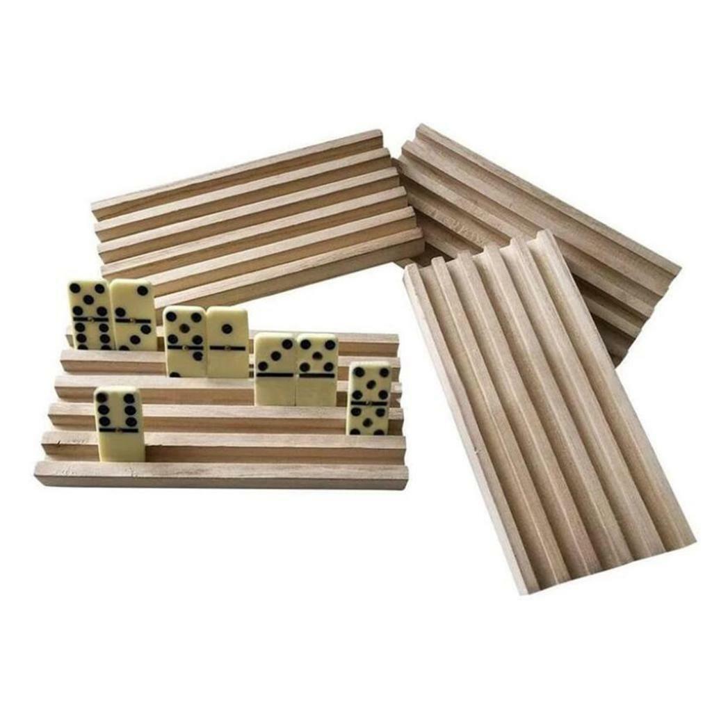 4Pcs Unfinished Wooden Tile Trays Organizer Holder for