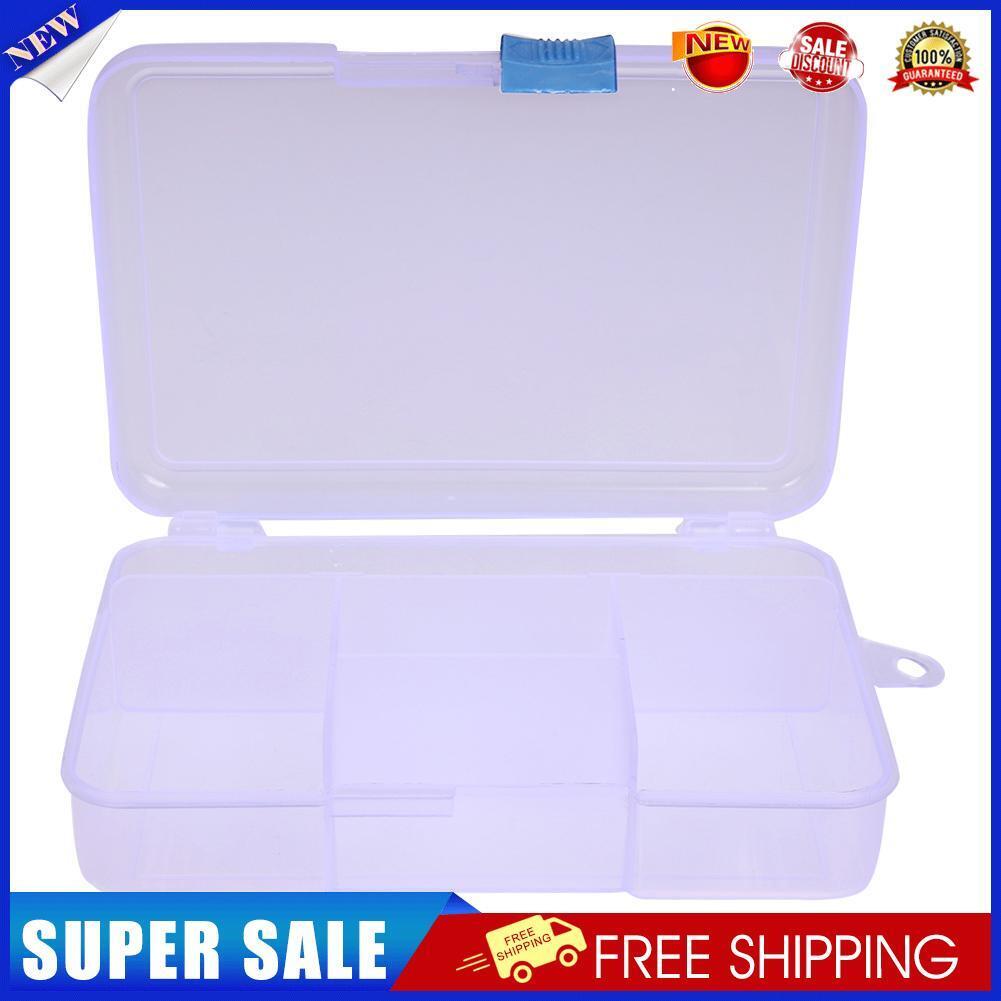 5 Compartments Storage Box w/ Adjustable Dividers and Clip Lock Lid(White)