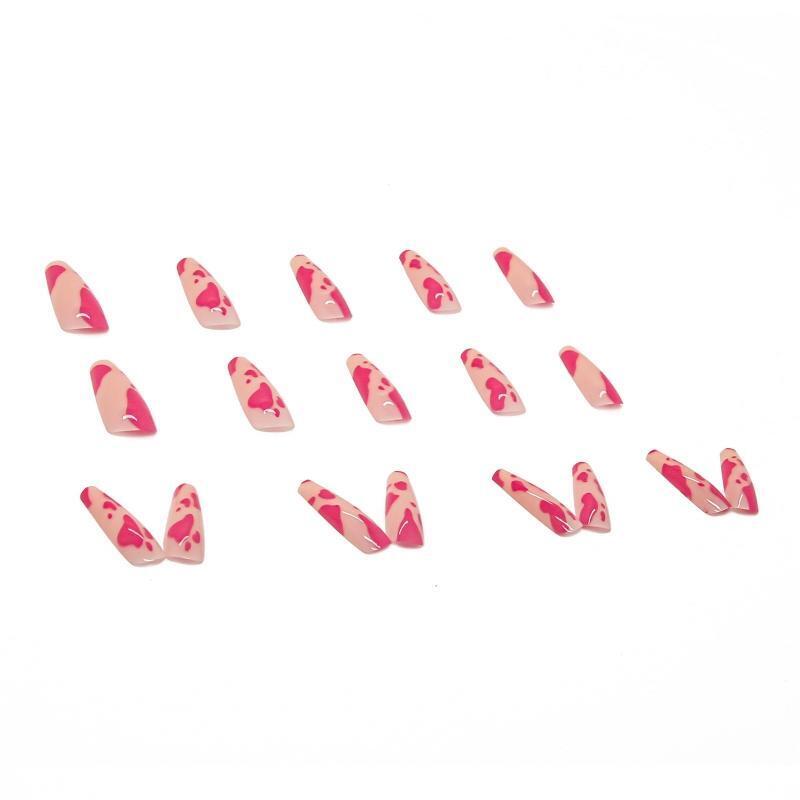 Press On Nails Cow Print  False Nails for Girls French Tip Ballerina Press On