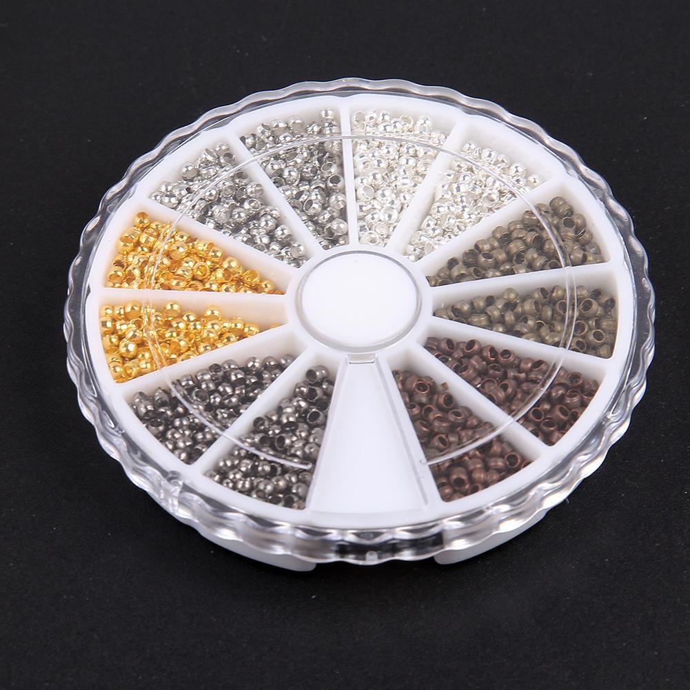 3000pcs 6colors/box 2mm Brass Round Crimp End Beads for Jewelry Accessories