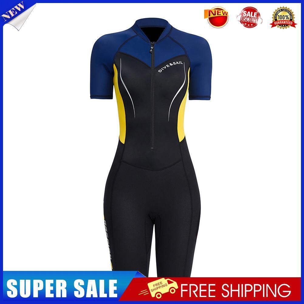 DIVE SAIL Neoprene Scuba Snorkel Swimming Women Body Wetsuits (Yellow L)