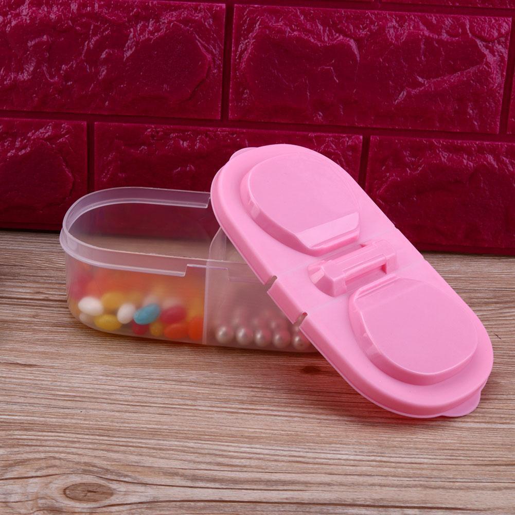 2 Grid Food Storage Box Nut Cosmetics Stationery Holder Home Organizer(Pink