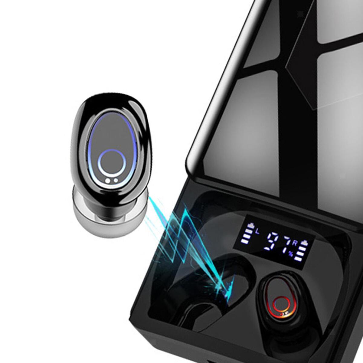 Wireless Earbuds w/ Power Bank Mini IPX7 in-Ear Earphones Noise Cancelling