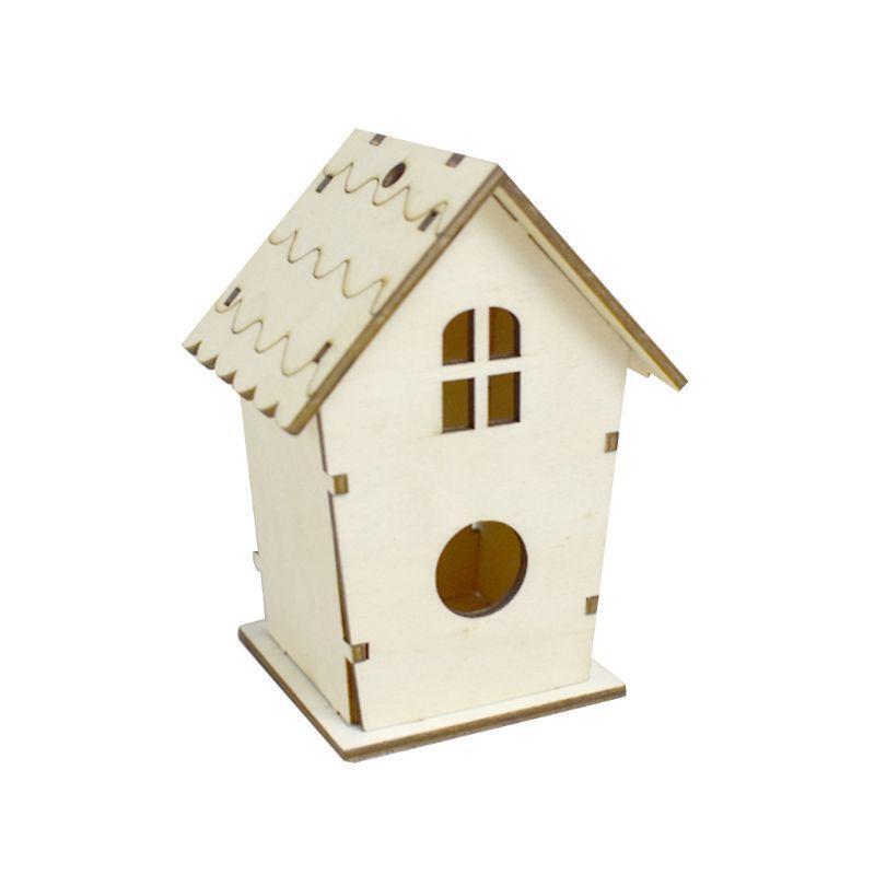 Wooden Bird House Nest DIY Handmade Crafts Decorative Simulated Box for Bluebird