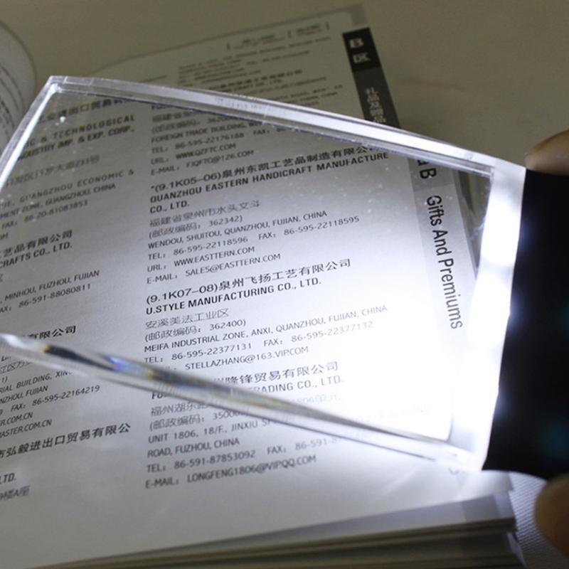 Rectangular Magnifying Glass with Light Magnifier Handheld 3 LED for Seniors