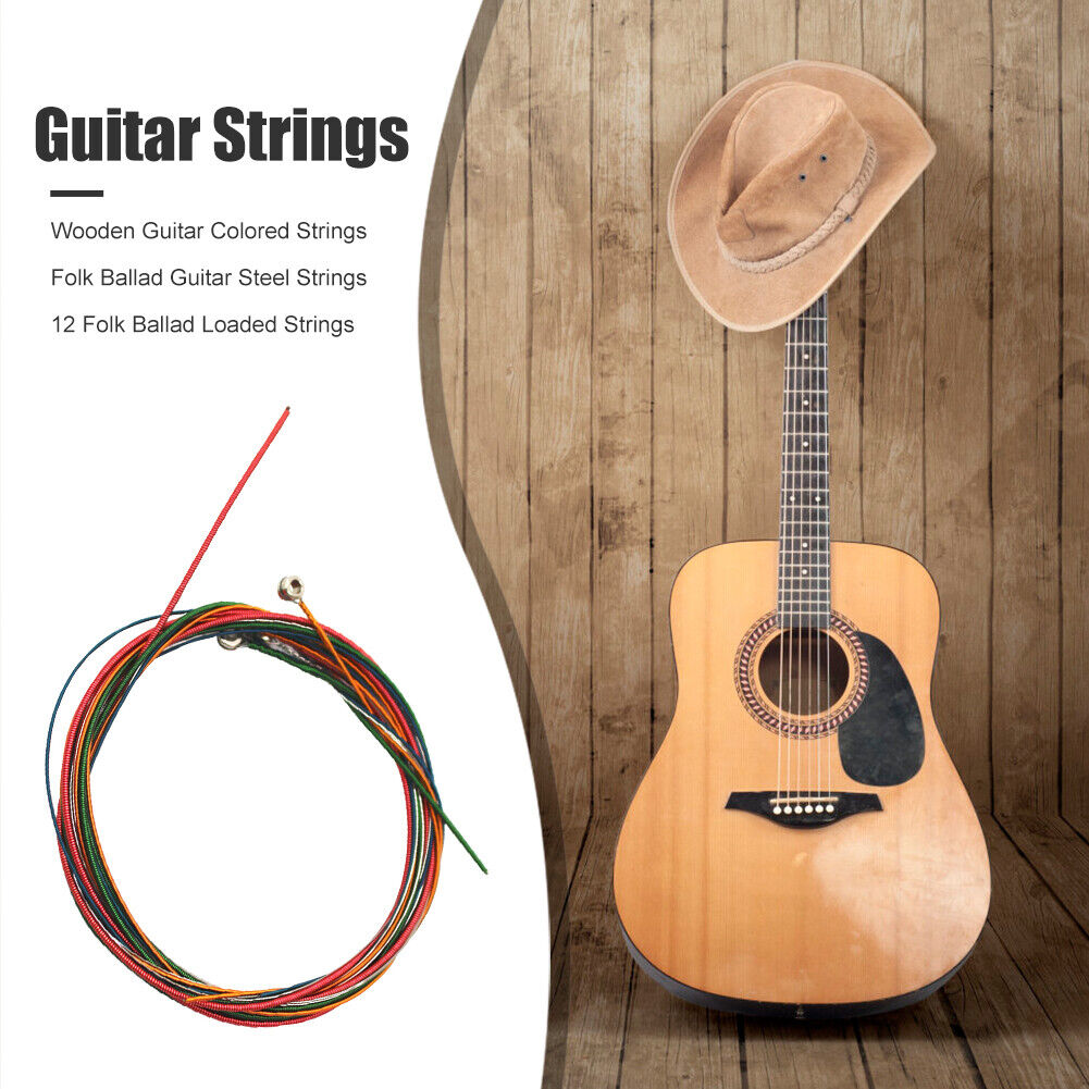 12pcs/Set Colorful Guitar Strings E-A for Acoustic Folk Classic Guitar Part