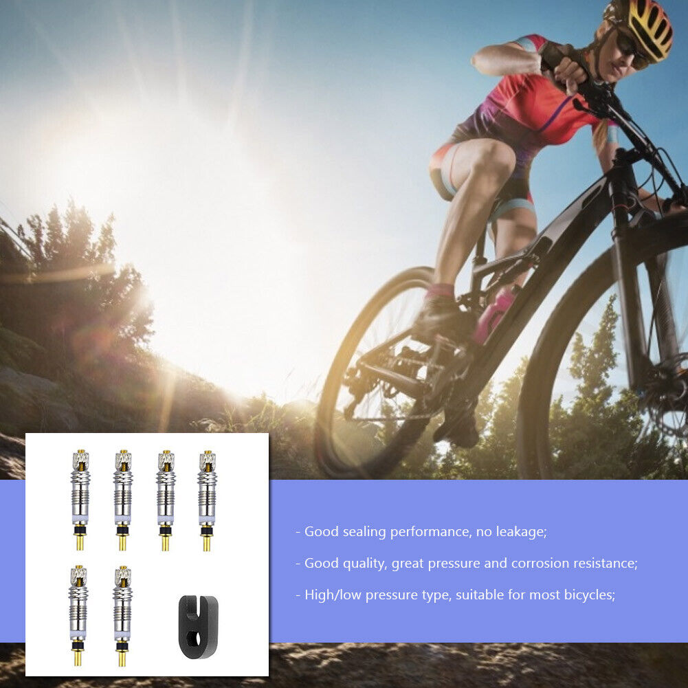 6pcs Brass Presta MTB Road Bike Bicycle Tire Valve Core + Removal Tool