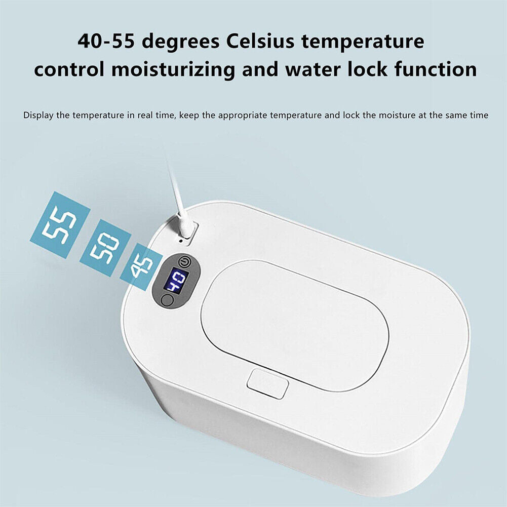 Smart Baby Wipe Warmer with Display Screen Heating Tissue Box (White)