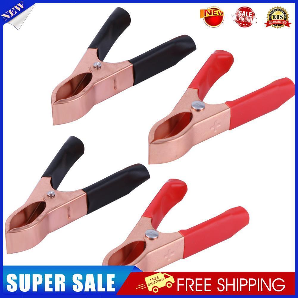 2Red+2Black 30A 72mm Copper Coated Car Battery Test Clips Alligator Clamps
