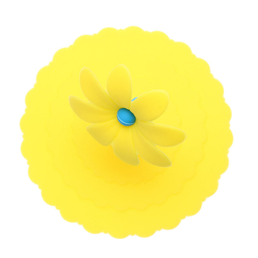 Sunflower Dustproof Reusable Silicone Cup Lid Insulation Cup Cover (Yellow)