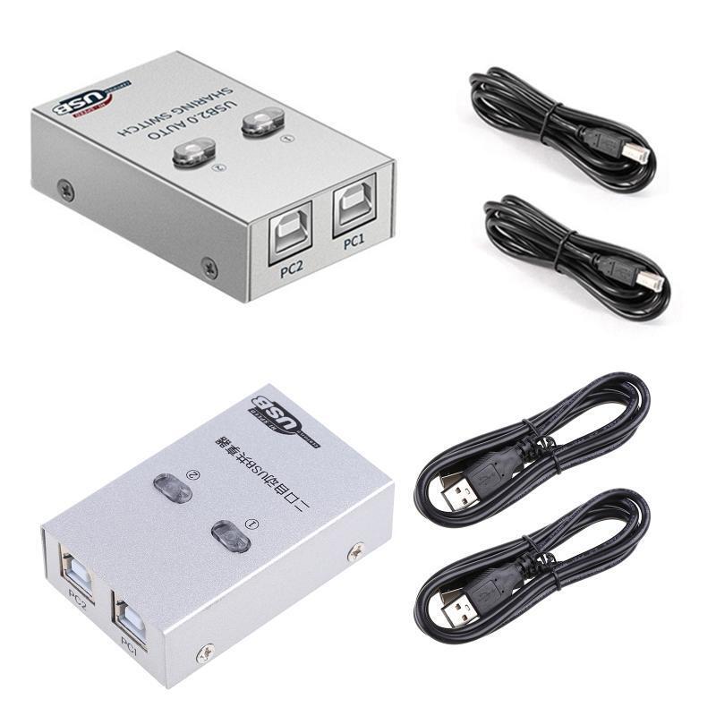 USB 2.0 Auto Sharing Switch Printer Sharing Device USB Hub 2 in 1 Out Splitter