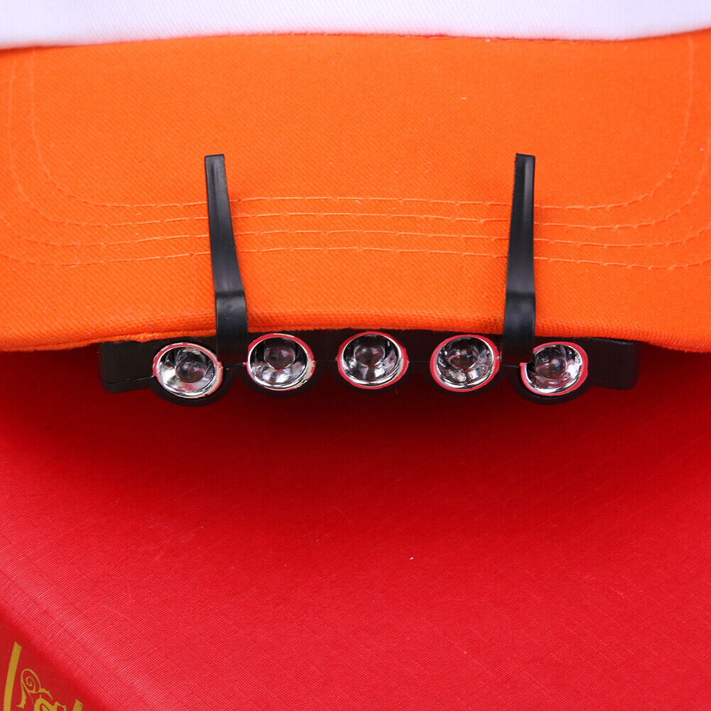Clip-on Cap Hat Lamps 5 LED Headlamp Flashlight Camping Fishing Head Light