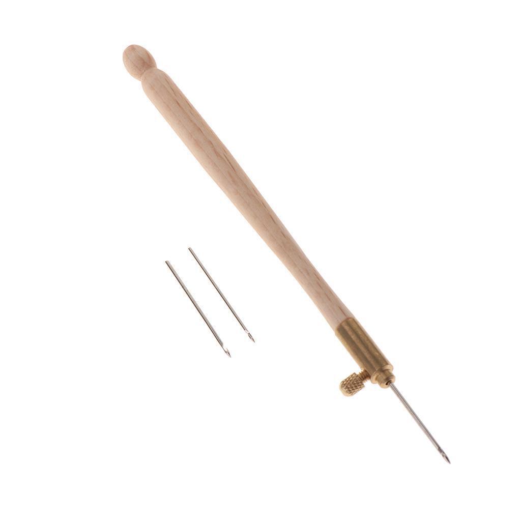 Wooden Handle  Hook & 3 Interchangeable Needles Embroidery Crochet