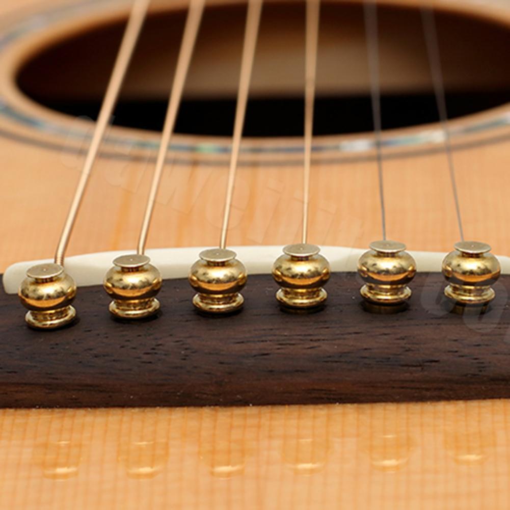 6pcs Guitar Fittings Solid String Pegs Guitar Bridge Pins Pure Copper