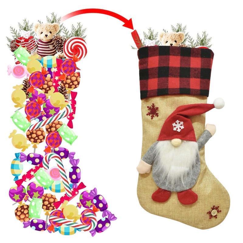 Christmas Gnome Stockings Set of 4 Hanging Ornament Cute Crafts Decor