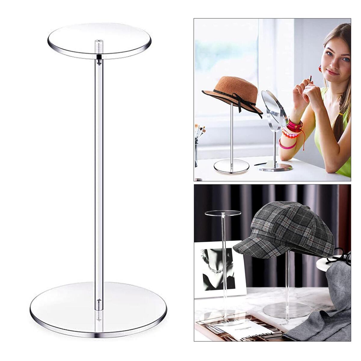 Acrylic Hat Stand Free Standing Storage Stand Wig Display Holder Decoration