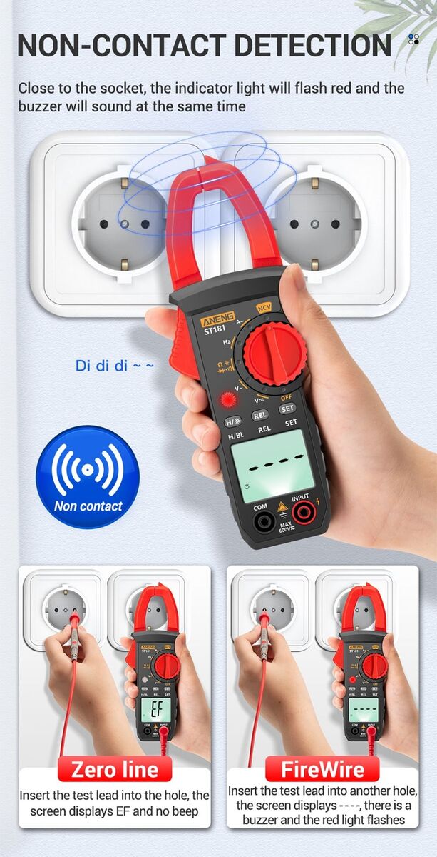 Ohm Test DC/AC Ammeter Digital Clamp Meter Smart Multimeter Voltage Tester
