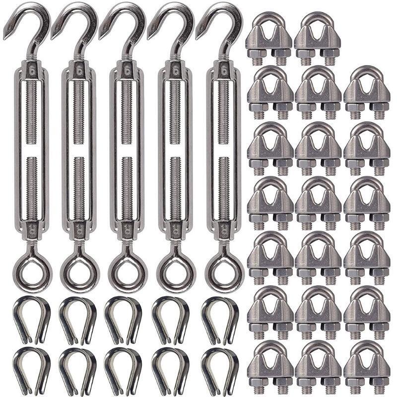 Stainless Steel European Style Hook & Hook M6 Turnbuckles Adjustable Wire Rope