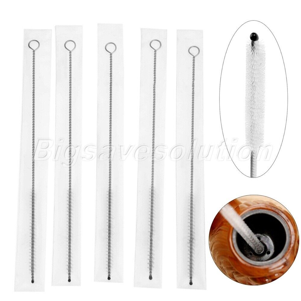 5Pcs Stainless Steel Wire Bold+Nylon Straw Cleaner Brush Pipe Flue Cleaning 18cm