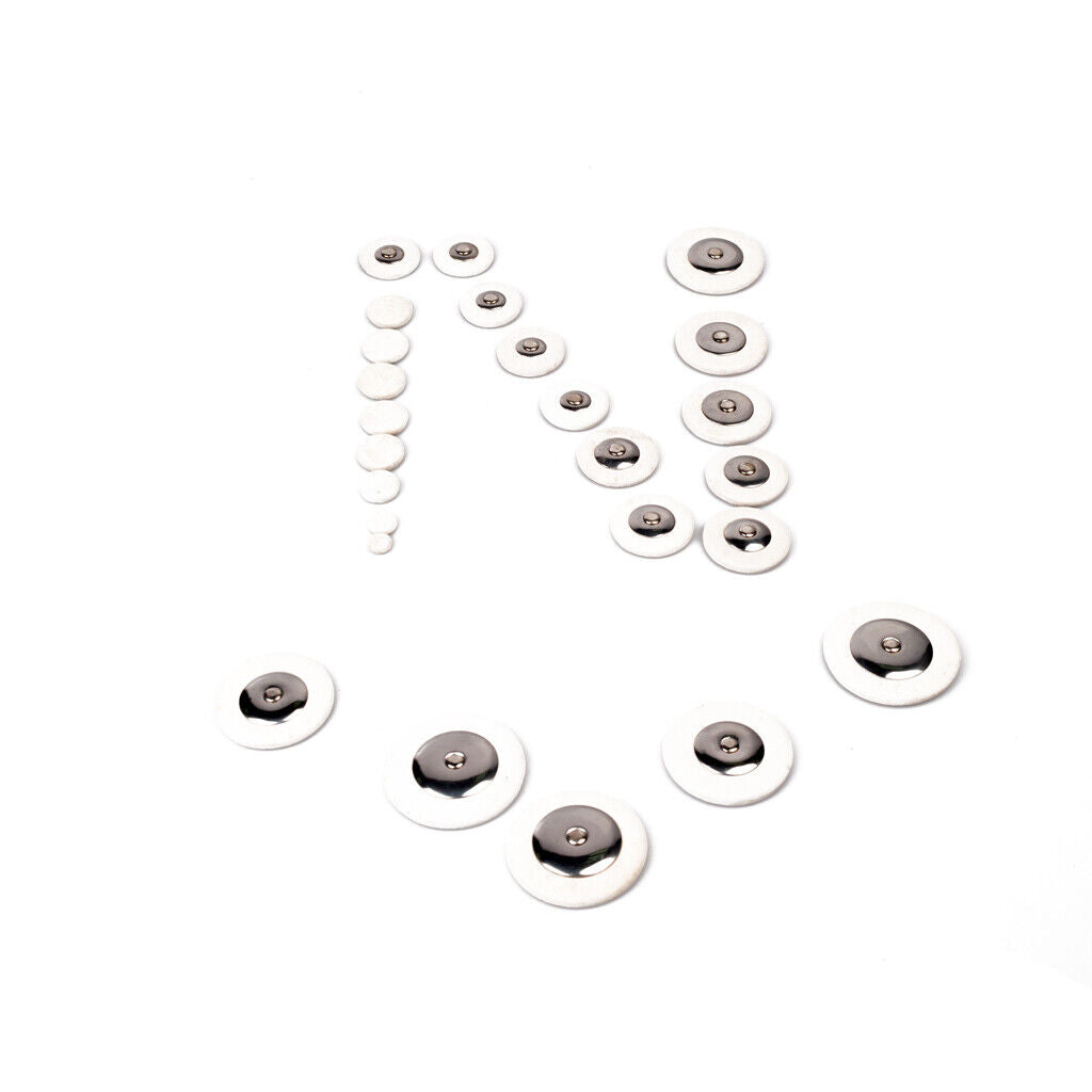 Set of 25 White Leather Pads for Alto Saxophone Sax Replacement Accessory