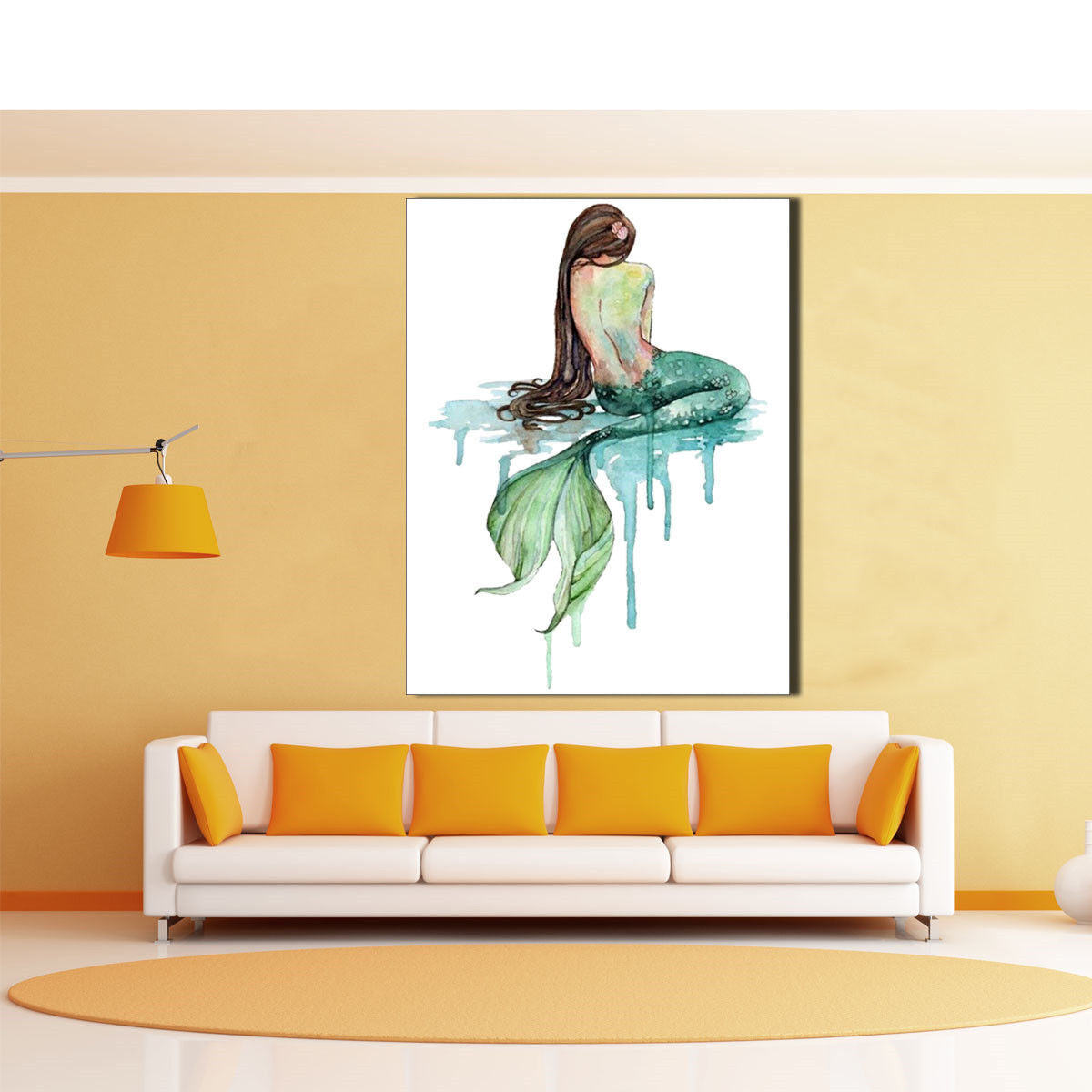 30X40cm Green Mermaid Canvas Poster Home Bedroom Wall Room Kids Room Decor