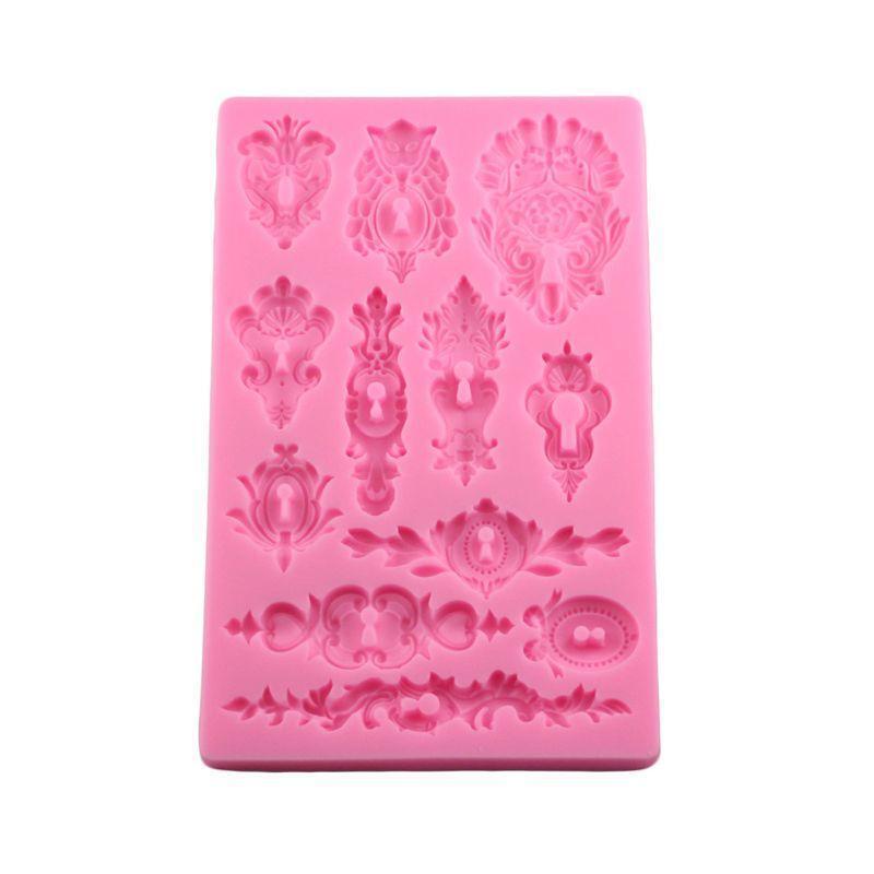 DIY European Flower Pattern Cake Border Silicone Mold Baroque Scroll Relief Mold