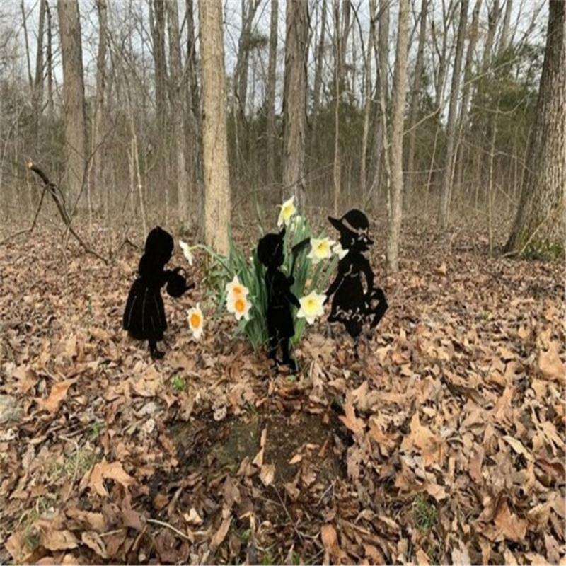 3 Pcs Working Watering Kid Garden Silhouette Stakes Acrylic Backyard Decoration