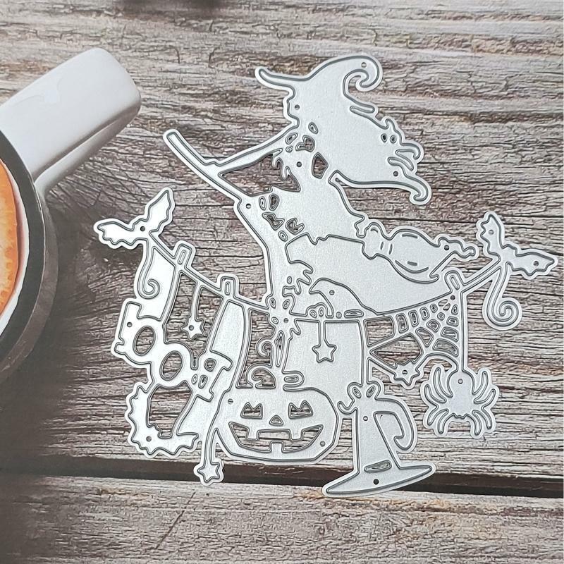 Flying Witch with Bat Garland Metal Cutting Dies Stencil DIY Embossing Template