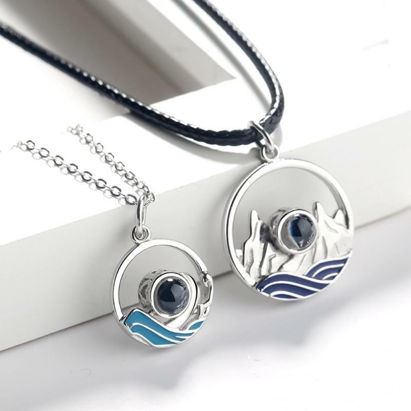 2Pcs 100 Different Language I Love U Nanotechnology Lover Pendant Necklace Lover