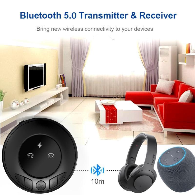 Bluetooth-compatible5.0 Transmitter Receiver AUX Audio Port 250mAh Battery