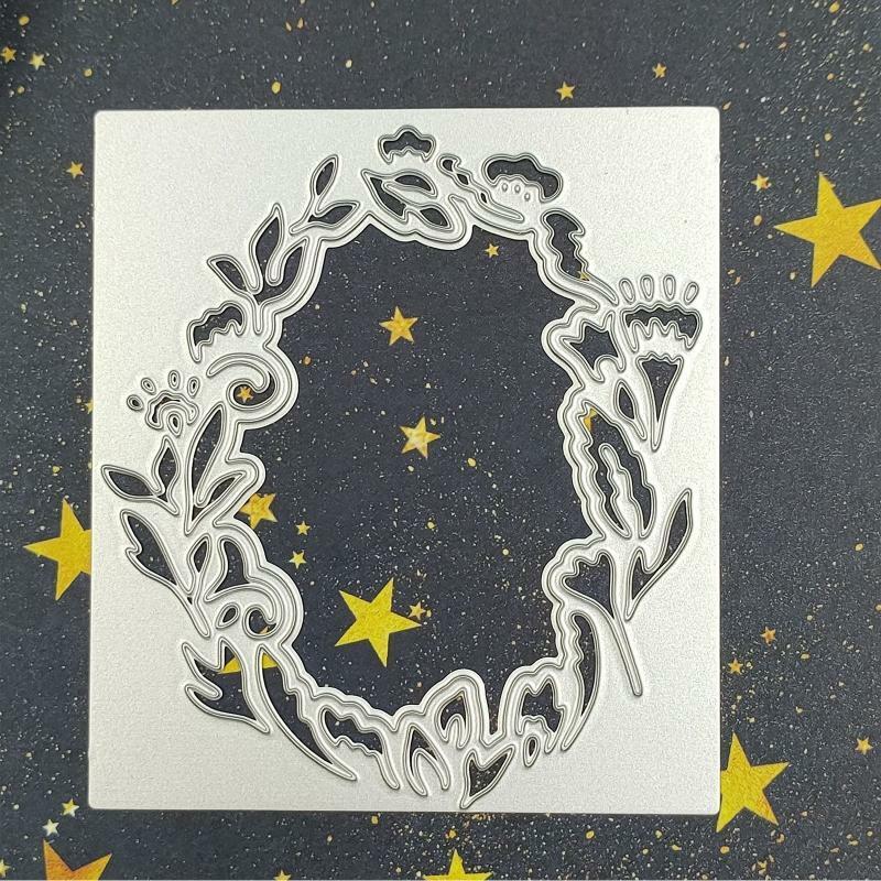 Flower Border Lace Rectangle Frame Metal Cutting Dies Stencil DIY Card Template