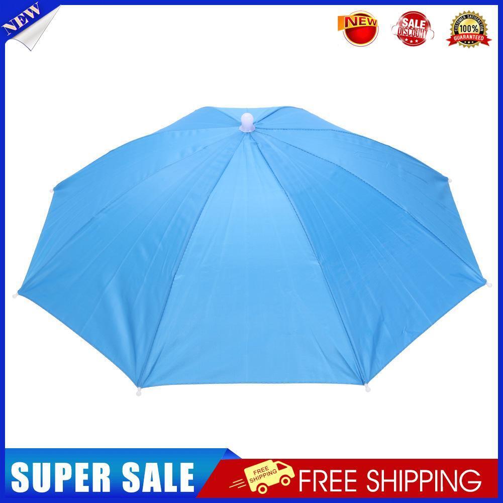 Anti-Rain Elastic Band Head Umbrella Hat Outdoor Sunscreen Tool(Sky Blue)