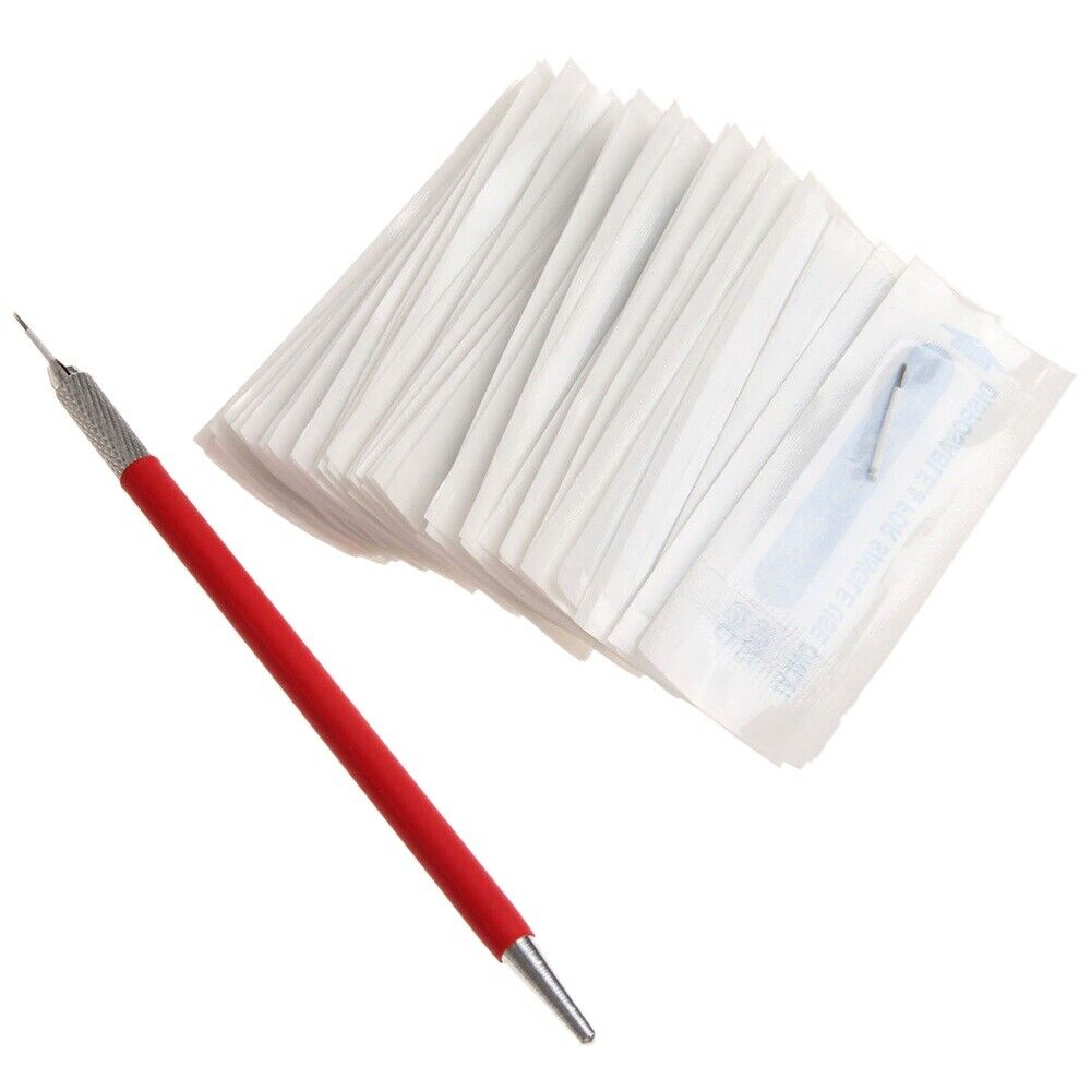 5.24" Red Fog Microblading Tattoo Pen & 50Pcs 5Pin Round Fog Eyebrow Needle