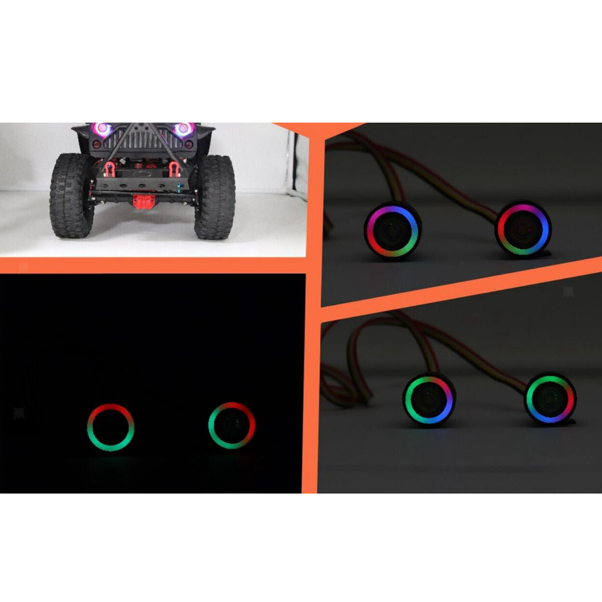 Angel Eyes LED Lamp Headlights for 1/10 Scale RC Rock Crawler Truck Cars
