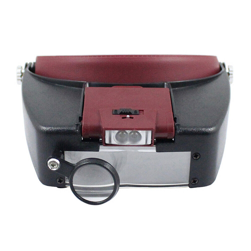 10X Headband LED Magnifying Glasses Magnifier Loupe Jewelry Reading (Red)