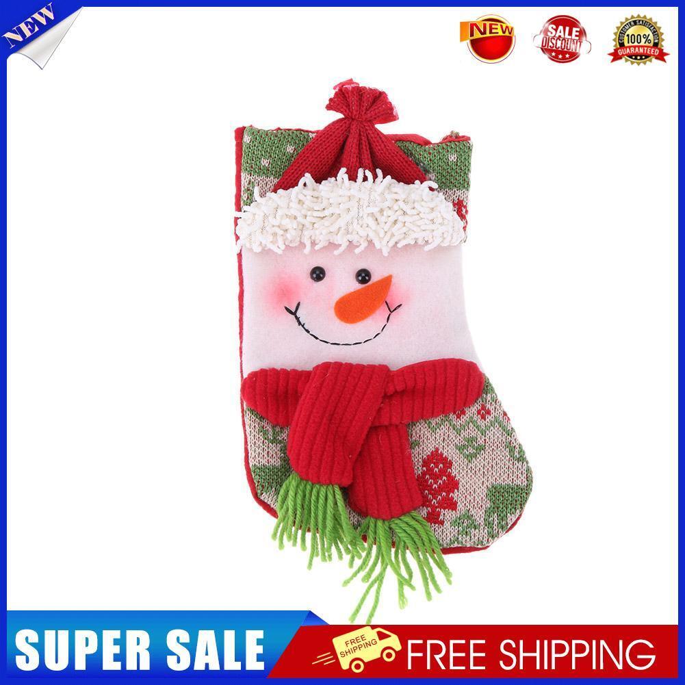 Small Christmas Pendant Knitted Socks Candy Bags Festival Decor Gift Bag(2)