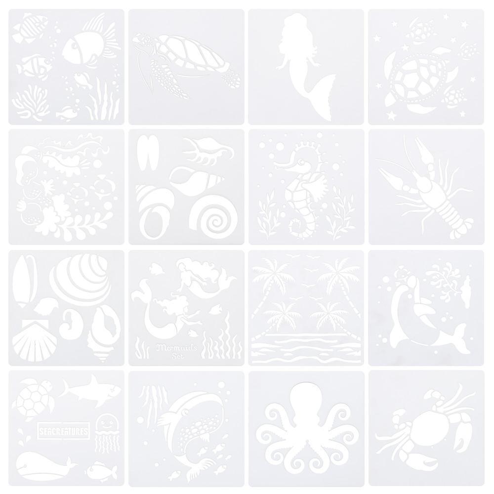 DIY Sea Animal Painting Hollow Template Ocean 6x6Inch Creatures Stencil