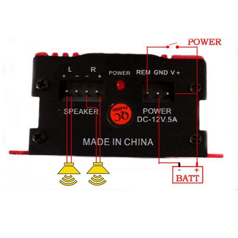 Mini Hi-Fi 18W 2 Channel Stereo Audio Amplifier For Car Auto Motorcycle