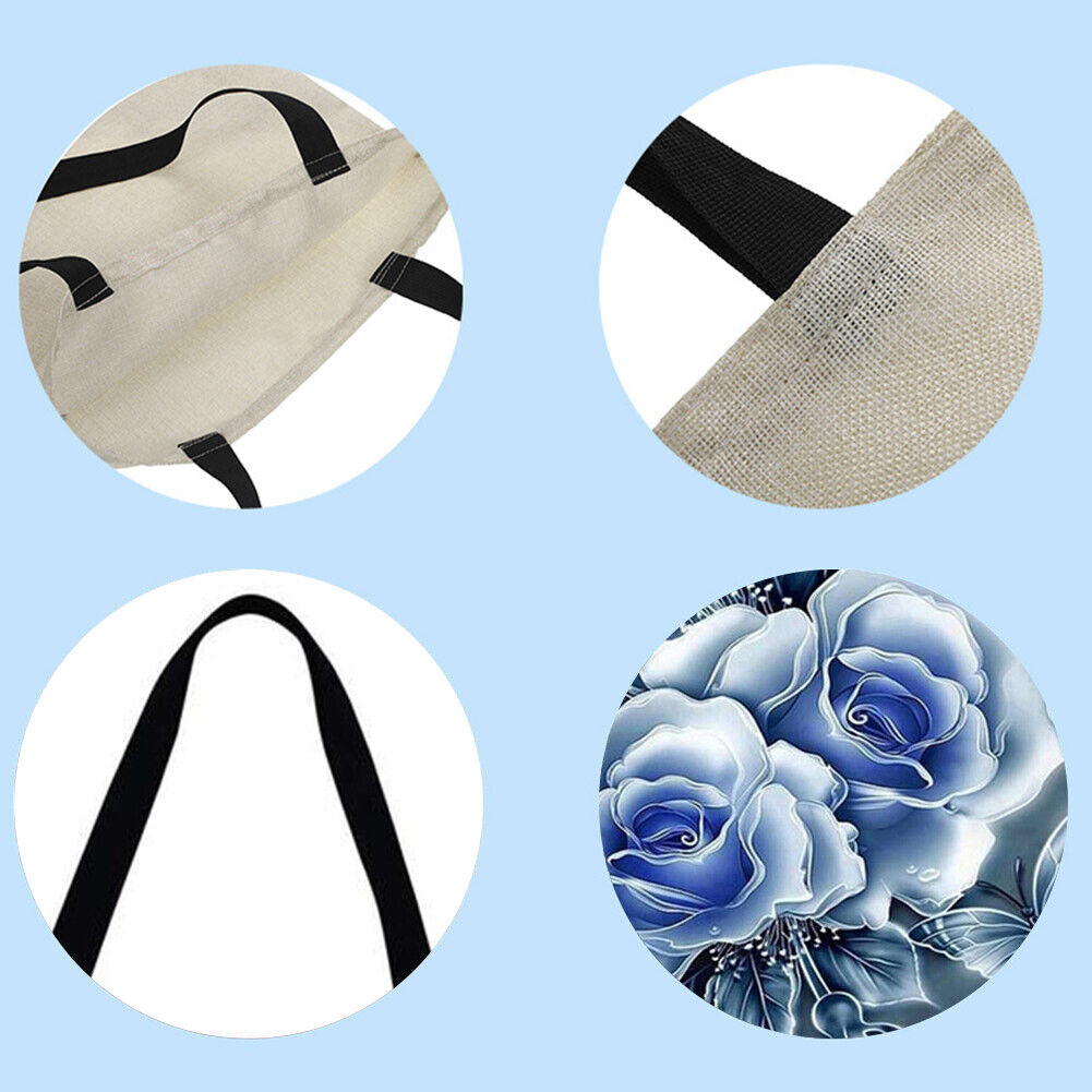 Blue Rose Printed Shoulder Shopping Bag Casual Large Tote Handbag (40*40cm)