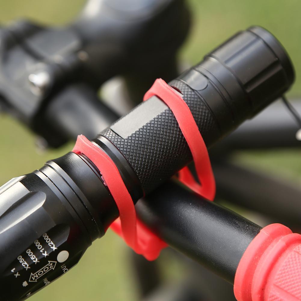 Silicone Strap Bike Torch Band Flashlight Clip Bicycle Light Holder (Red)